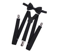 Yphzmtz Herren Hosenträger Fliege Set, Y-Form mit 3 Metallclips Robust, Verstellbares Rückenband für Arbeit Freizeit (Schwarz)