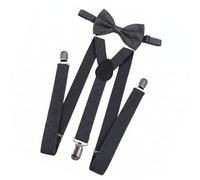 Yphzmtz Herren Hosenträger Fliege Set, Y-Form mit 3 Metallclips Robust, Verstellbares Rückenband für Arbeit Freizeit (Dunkelgrau)