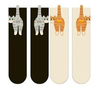 Yplkm 2 Paar Katzen Socken Mit Bällen, Lustige Katzensocken, Sneaker Socken Damen Herren Süße Tierische Weiche Berührung Interessante Tier Charakter Katze Crew Socken Für Frauen Und Katzenliebhaber