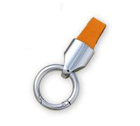 YPXHCZYJ Auto Schlüsselanhänger für Ford Edge Mondeo S-Max Galaxy Mustang Leder Schlüsselanhänger Keyring Schlüsselanhängern Zinklegierung Anti Verlust D Ring Schlüsselanhänger,Silver Style-Brown