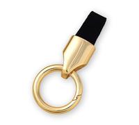 YPXHCZYJ Auto Schlüsselanhänger für Ford Edge Mondeo S-Max Galaxy Mustang Leder Schlüsselanhänger Keyring Schlüsselanhängern Zinklegierung Anti Verlust D Ring Schlüsselanhänger,Gold Style-Black