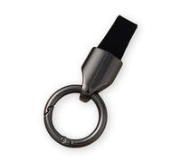 YPXHCZYJ Auto Schlüsselanhänger für Ford Edge Mondeo S-Max Galaxy Mustang Leder Schlüsselanhänger Keyring Schlüsselanhängern Zinklegierung Anti Verlust D Ring Schlüsselanhänger,Gun Black-Black