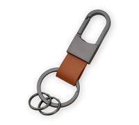 YPXHCZYJ Auto Schlüsselanhänger für Ford Edge Mondeo S-Max Galaxy Mustang Leder Schlüsselanhänger Keyring Schlüsselanhängern Zinklegierung Anti Verlust D Ring Schlüsselanhänger,Gun-Brown Style