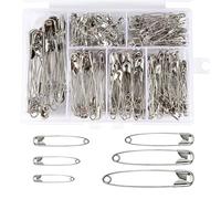 YPYMOD 250 Stück Sicherheitsnadeln in 6 Verschiedenen Größen mit Box Fingerschutz Silber Edelstahl, für Kunsthandwerk und Schneiderei