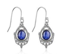 YQHWLKJ Damen 925 Silber Retro Natürliche Labradorit Ohrringe Oval 8X10Mm Stein Vintage Ohrstummel Ohrringe Schmuck-Kyanit,8 * 10Mm
