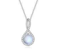 YQWHKJ Geburtsstein-Halsketten für Damen, 925er Sterlingsilber, Unendlichkeits-Anhängerkette, 45,7 cm + 5,1 cm, perfekter Schmuck, Geburtstag, Weihnachten, Geschenke für sie, Sterling Silber