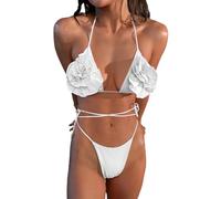 YROHGKPN Damen Neckholder Set, Träger Badeanzüge, hoch Geschnittener Tanga, Knoten Badebekleidung, niedrige Taille, Schnür Bikinis, Anzug, Damen Badeanzug, hoher Taillen Body, ausgehöhlt