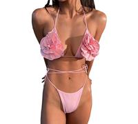YROHGKPN Damen Neckholder Set, Träger Badeanzüge, hoch Geschnittener Tanga, Knoten Badebekleidung, niedrige Taille, Schnür Bikinis, Anzug, Damen Badeanzug, hoher Taillen Body, ausgehöhlt