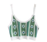 YROHGKPN Damen Strick für Tanktops, ärmellose, ausgehöhlte Camis, Häkel Crop Weste, Stickerei Camisole für den Alltag