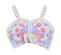 YROHGKPN Damen Top mit quadratischem Ausschnitt, ärmellos, Folral Stickerei, Geripptes Strick Crop Top, Tank Tops, Häkel Crop Top, ärmellos, ausgehöhlter, abgeschnittener Strickpullover