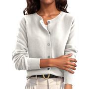 YROHGKPN Kurzer Strick Cardigan, langärmeliges Oberteil mit Knöpfen, atmungsaktive Stoffpullover Jacken für Frühlings Winter Outfits Strickpullover Oberteil mit Rundhalsausschnitt