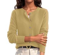 YROHGKPN Kurzer Strick Cardigan, langärmeliges Oberteil mit Knöpfen, atmungsaktive Stoffpullover Jacken für Frühlings Winter Outfits Strickpullover Oberteil mit Rundhalsausschnitt
