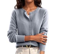 YROHGKPN Kurzer Strick Cardigan, langärmeliges Oberteil mit Knöpfen, atmungsaktive Stoffpullover Jacken für Frühlings Winter Outfits Strickpullover Oberteil mit Rundhalsausschnitt