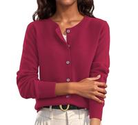 YROHGKPN Kurzer Strick Cardigan, langärmeliges Oberteil mit Knöpfen, atmungsaktive Stoffpullover Jacken für Frühlings Winter Outfits Strickpullover Oberteil mit Rundhalsausschnitt