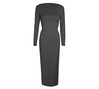 YROHGKPN Langarm Kaftan Abaya Kleid für Damen, All Match Kleid, muslimisch, einfarbig, runder Kragen, islamische Roben, hochelastisches, langärmliges Kaftan Kleid für Übergröße