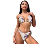 YROHGKPN Neckholder Sets für Damen, Träger Badeanzüge, hoher Schnitt, Tanga, Knoten Badebekleidung, niedrige Taille, Schnür Bikinis, Anzug, Urlaubs Badebekleidung