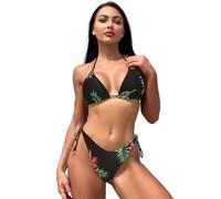 YROHGKPN Neckholder Sets für Damen, Träger Badeanzüge, hoher Schnitt, Tanga, Knoten Badebekleidung, niedrige Taille, Schnür Bikinis, Anzug, Urlaubs Badebekleidung