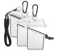 YRREATY 3er-Pack Wasserdichte Ausweishalter-Hüllen, Transparente Kartenhülle mit Umhängeband, Durchsichtige, Wasserdichte Kartenhalter-Umhängebänder für Ausweise und Schlüssel