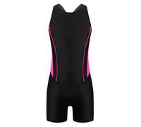 Yruioon Mädchen Badeanzug mit Bein Ringerrücken Einteiliger Bademode Wettkampf Schwimmanzug Surfen Schwimmen Badebekleidung Rosenrot&Schwarz 146-152