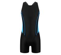 Yruioon Mädchen Badeanzug mit Bein Ringerrücken Einteiliger Bademode Wettkampf Schwimmanzug Surfen Schwimmen Badebekleidung Blau Schwarz 146-152