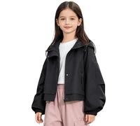 Yruioon Sportjacke Outdoor Kinder Mädchen Mantel Casual Laufjacke Bomberjacke Jogging Jacke Schwarz Leicht Jacke Jersey Übergangsjacke Sport Schwarz 134-140
