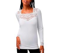 YSABEL MORA Thermo-T-Shirt für Damen, langärmlig, Spitzendetails, Thermokleidung für Mädchen für Winter und extreme Kälte, Thermo-Innenausstattung für Sport und Schnee, Panacotta, Small