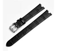 YSABVCP Echtes Leder Armband Fit for Rado Kristall R2285415 Männlich Weiblich Kerbe Schmetterling Schnalle Armband Zubehör 14 18mm(Black-Steel-1,18x6mm)