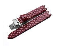 YSABVCP Echtes Leder-Uhrenarmband, passend for Versace Micro, weich, bequem, weiblich, U-förmige Schnittstelle, Uhrenarmband-Zubehör, 16 mm(Red-Silver-B1)