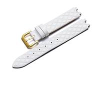 YSABVCP Echtes Leder-Uhrenarmband, passend for Versace Micro, weich, bequem, weiblich, U-förmige Schnittstelle, Uhrenarmband-Zubehör, 16 mm(White-Golden)