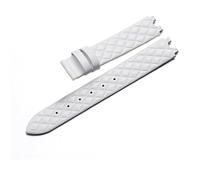 YSABVCP Echtes Leder-Uhrenarmband, passend for Versace Micro, weich, bequem, weiblich, U-förmige Schnittstelle, Uhrenarmband-Zubehör, 16 mm(White-no Buckle)