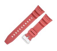 YSABVCP Fit for Casio SGW-100 200 3157 Prg110 Serie Konkave Schnittstelle Armband Harz Uhr Strap Pin Schnalle Zubehör(Red-Steel-K5)