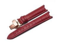 YSABVCP Uhrenarmband aus echtem Leder, passend for Vivienne Westwood Damen, weiches, bequemes Armband Fit for konkaver Schnittstelle, 18 mm Armband(Dark Red-Rose-B1)