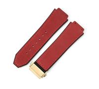 YSABVCP Uhrenarmband aus mattiertem Leder, Silikon, passend for Hublot, 26 x 19 mm(Red-Golden-Z2)