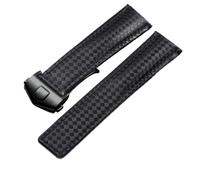 YsangTergm 20/22 mm Herren-Armband aus echtem Leder mit Faltschließe, passend for TAG Heuer(B Black Black,20mm)