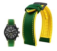 YsangTergm Wasserdichtes Uhrenarmband aus Canvas und Nylonkautschuk for Herren, passend for Breitling/Omega//IWC/Citizen/TUDOR/Hamilton-Uhren(Green Yellow BlackA,21mm)