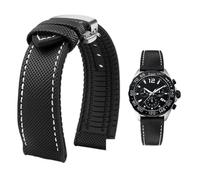 YsangTergm Wasserdichtes Uhrenarmband aus Canvas und Nylonkautschuk for Herren, passend for Breitling/Omega//IWC/Citizen/TUDOR/Hamilton-Uhren(Black White silver B,19mm)
