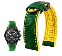 YsangTergm Wasserdichtes Uhrenarmband aus Canvas und Nylonkautschuk for Herren, passend for Breitling/Omega//IWC/Citizen/TUDOR/Hamilton-Uhren(Green Yellow BlackB,23mm)