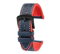 YsangTergm Wasserdichtes Uhrenarmband aus Canvas und Nylonkautschuk for Herren, passend for Breitling/Omega//IWC/Citizen/TUDOR/Hamilton-Uhren(Blue White red Bk A,20mm)