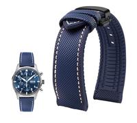 YsangTergm Wasserdichtes Uhrenarmband aus Canvas und Nylonkautschuk for Herren, passend for Breitling/Omega//IWC/Citizen/TUDOR/Hamilton-Uhren(Blue White BlackB,21mm)