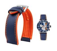 YsangTergm Wasserdichtes Uhrenarmband aus Canvas und Nylonkautschuk for Herren, passend for Breitling/Omega//IWC/Citizen/TUDOR/Hamilton-Uhren(Blue Orange silver A,19mm)