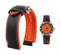 YsangTergm Wasserdichtes Uhrenarmband aus Canvas und Nylonkautschuk for Herren, passend for Breitling/Omega//IWC/Citizen/TUDOR/Hamilton-Uhren(Black Orange silverB,24mm)
