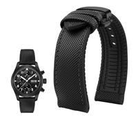 YsangTergm Wasserdichtes Uhrenarmband aus Canvas und Nylonkautschuk for Herren, passend for Breitling/Omega//IWC/Citizen/TUDOR/Hamilton-Uhren(Black black BlackB,20mm)