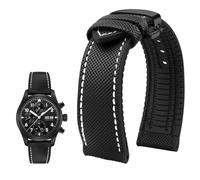 YsangTergm Wasserdichtes Uhrenarmband aus Canvas und Nylonkautschuk for Herren, passend for Breitling/Omega//IWC/Citizen/TUDOR/Hamilton-Uhren(Black White BlackB,19mm)