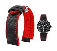 YsangTergm Wasserdichtes Uhrenarmband aus Canvas und Nylonkautschuk for Herren, passend for Breitling/Omega//IWC/Citizen/TUDOR/Hamilton-Uhren(Black red silver B,22mm)