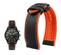 YsangTergm Wasserdichtes Uhrenarmband aus Canvas und Nylonkautschuk for Herren, passend for Breitling/Omega//IWC/Citizen/TUDOR/Hamilton-Uhren(Black Orange BlackB,21mm)