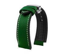 YsangTergm Wasserdichtes Uhrenarmband aus Canvas und Nylonkautschuk for Herren, passend for Breitling/Omega//IWC/Citizen/TUDOR/Hamilton-Uhren(Green White silver B,23mm)