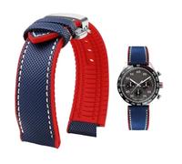 YsangTergm Wasserdichtes Uhrenarmband aus Canvas und Nylonkautschuk for Herren, passend for Breitling/Omega//IWC/Citizen/TUDOR/Hamilton-Uhren(Blue White red sk B,20mm)