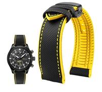 YsangTergm Wasserdichtes Uhrenarmband aus Canvas und Nylonkautschuk for Herren, passend for Breitling/Omega//IWC/Citizen/TUDOR/Hamilton-Uhren(Black Yellow BlackB,24mm)