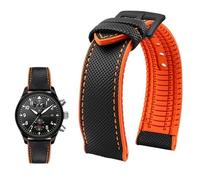 YsangTergm Wasserdichtes Uhrenarmband aus Canvas und Nylonkautschuk for Herren, passend for Breitling/Omega//IWC/Citizen/TUDOR/Hamilton-Uhren(Black Orange Black A,20mm)