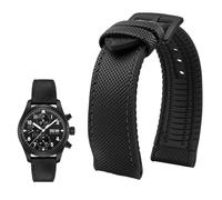 YsangTergm Wasserdichtes Uhrenarmband aus Canvas und Nylonkautschuk for Herren, passend for Breitling/Omega//IWC/Citizen/TUDOR/Hamilton-Uhren(Black black BlackA,23mm)